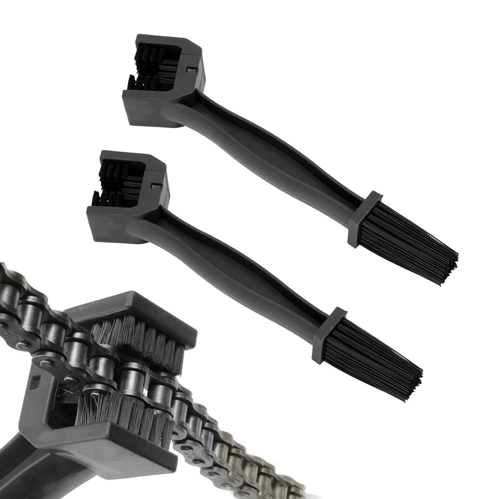 Kewucn 2 PCS Bike or Motorcycle Chain Wahser Three Side Motorcycle Chain Cleaning Brush Universal Bicycle Chain Crankset Gear Scrubber Dirt Washing Tool Motorcycle Accessories (Black)